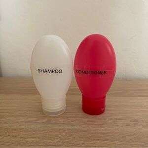 Travel Size Containers Shampoo & Conditioner Labeled White & Pink 3 fl oz